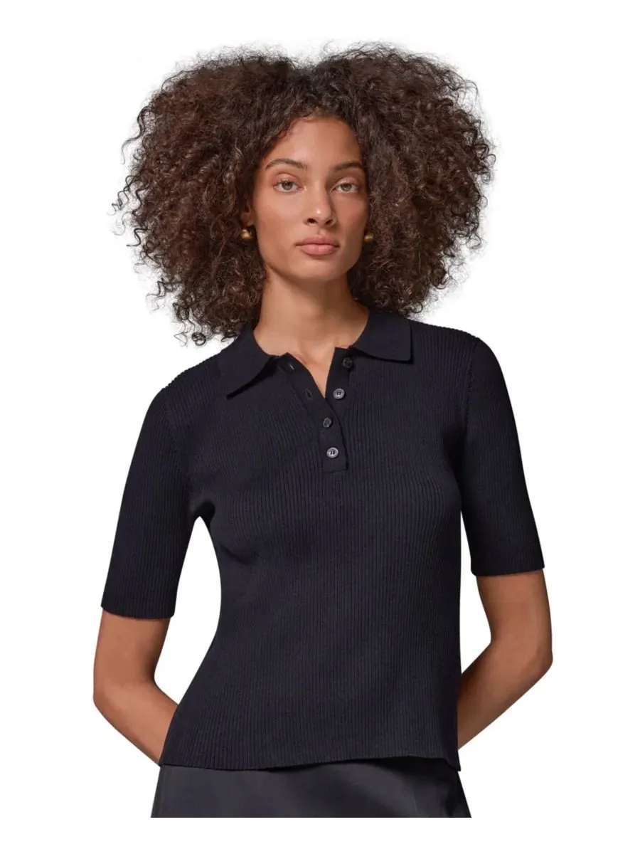Женский свитер с воротником и пуговицами Donna Karan Weekend — изображение 1 из 8, черный
