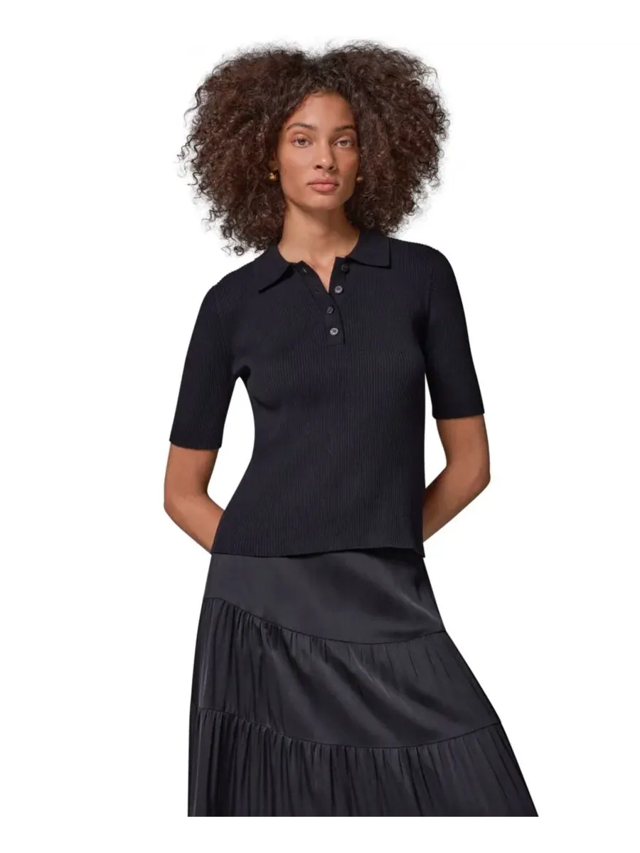 Женский свитер с воротником и пуговицами Donna Karan Weekend — изображение 2 из 8, черный