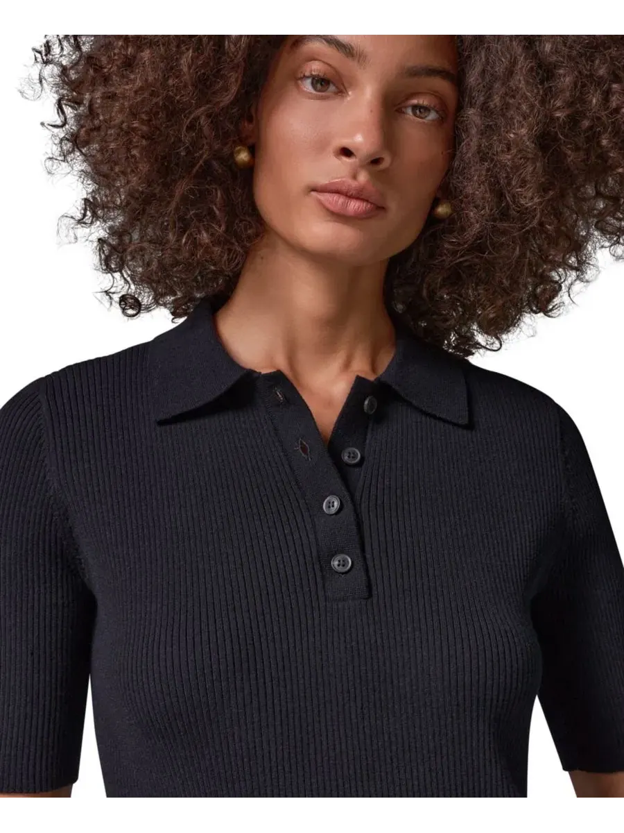 Женский свитер с воротником и пуговицами Donna Karan Weekend — изображение 4 из 8, черный