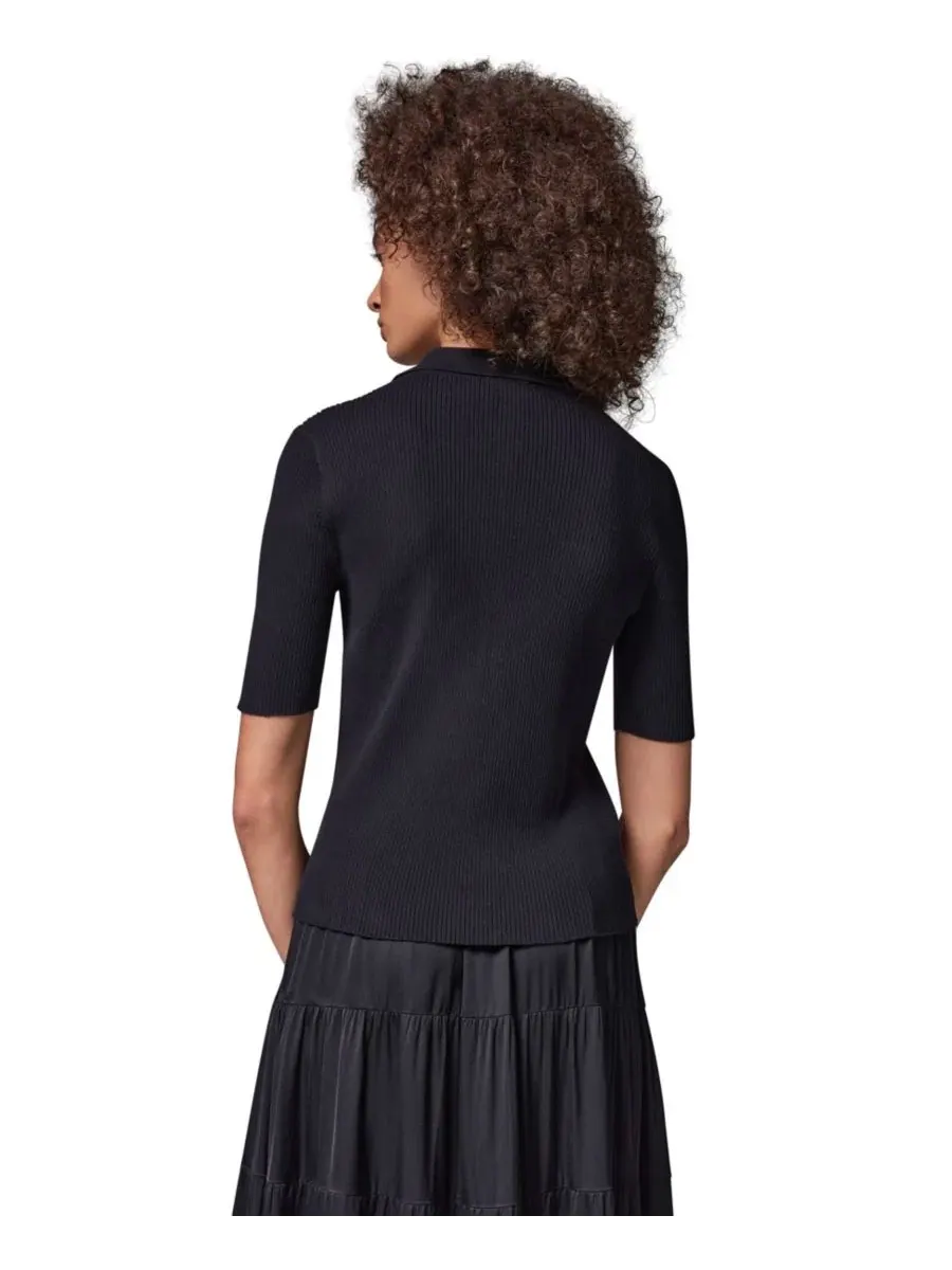 Женский свитер с воротником и пуговицами Donna Karan Weekend — изображение 5 из 8, черный