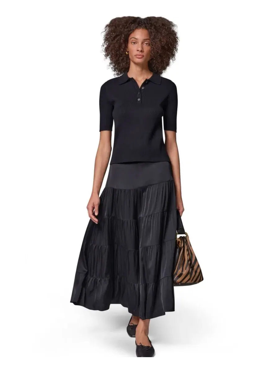 Женский свитер с воротником и пуговицами Donna Karan Weekend — изображение 7 из 8, черный
