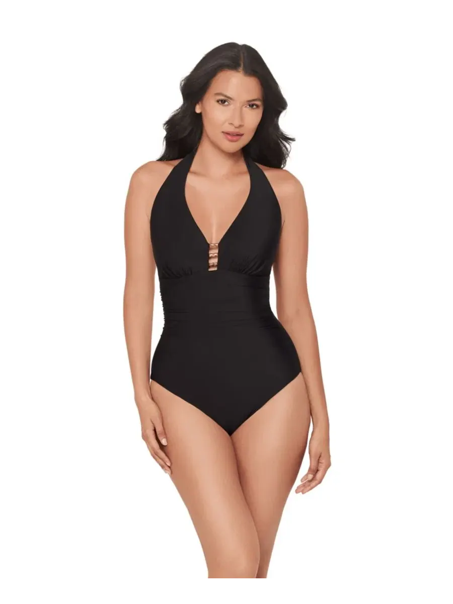 Цельный купальник с халтером Theia Soft Cup Miraclesuit — изображение 1 из 4, черный