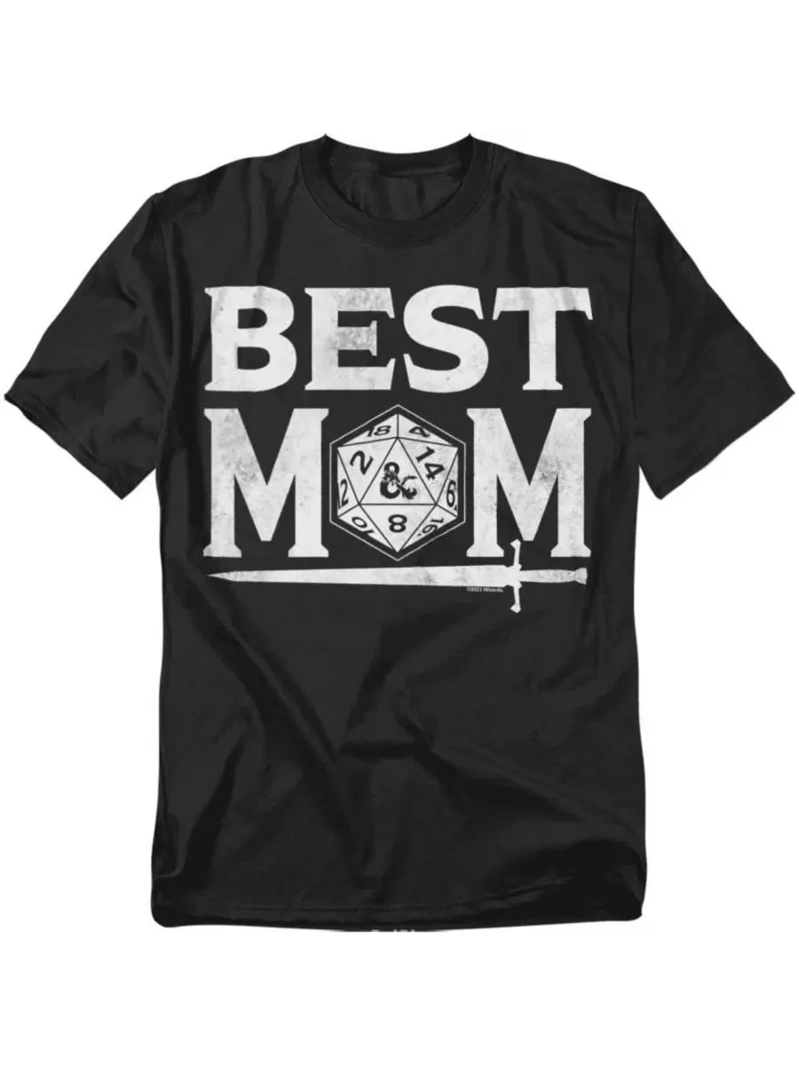 Футболка с принтом D&D Dungeons Dragons Best Mom D20 — изображение 1 из 3, черный