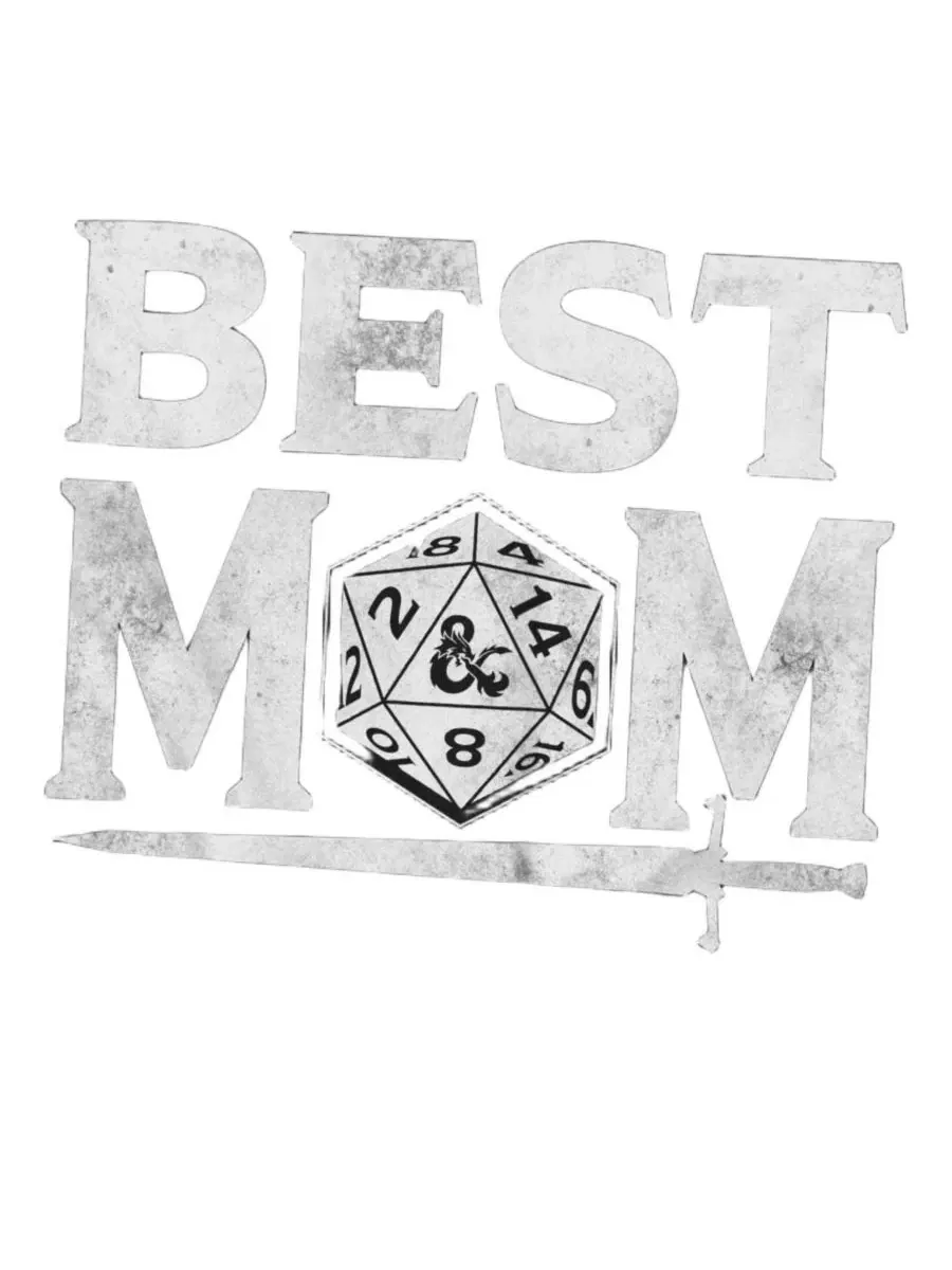 Футболка с принтом D&D Dungeons Dragons Best Mom D20 — изображение 2 из 3, черный