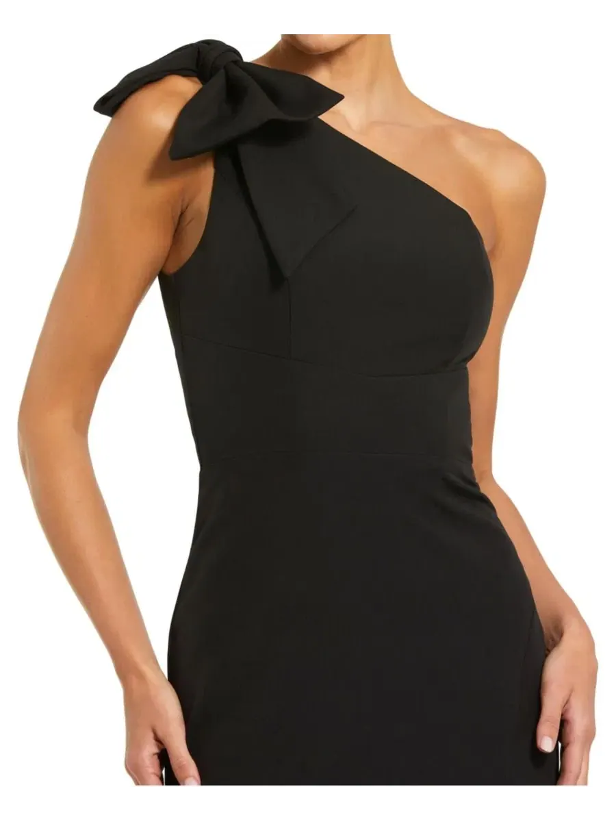 Платье макси из крепа с одним плечом и бантом, Petite Crepe One Shoulder Gown With Bow Mac Duggal — изображение 3 из 3