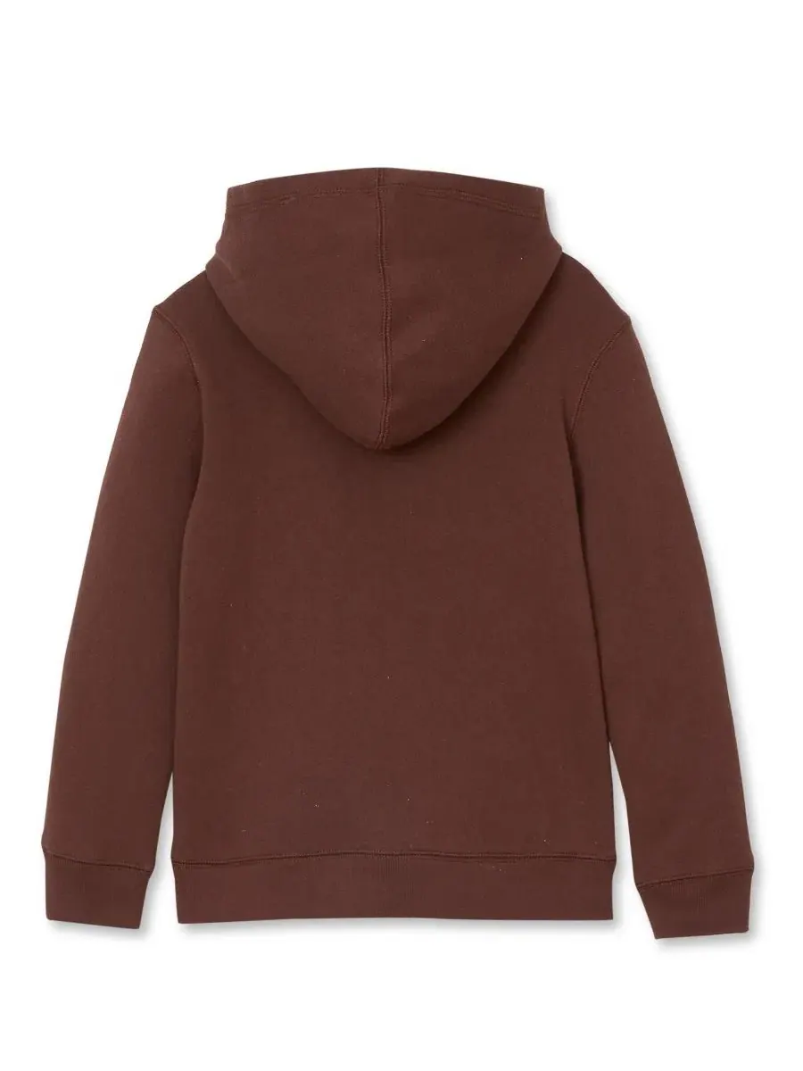 Детский худи из флиса с капюшоном, Husky Fleece Pullover Hoodie Lands' End — изображение 2 из 3, коричневый