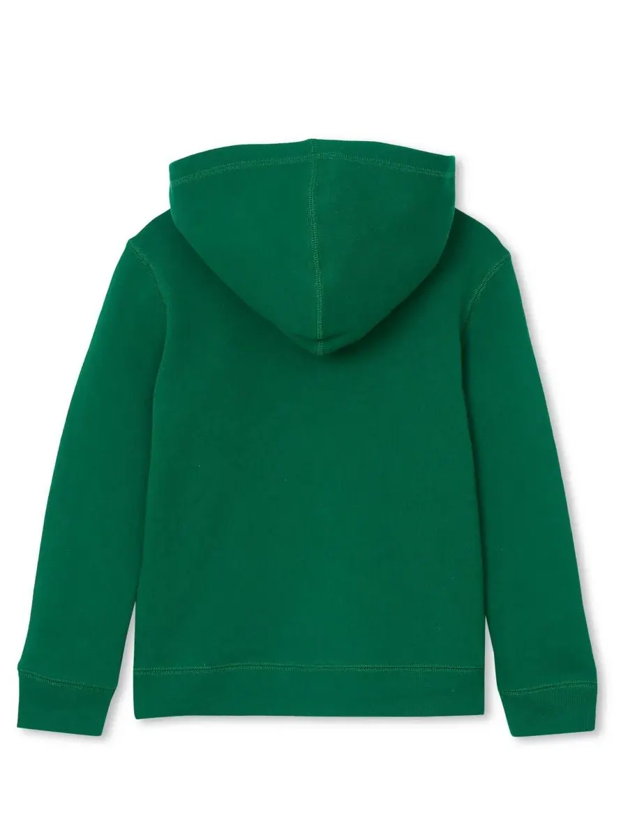 Детский худи из флиса с капюшоном и кенгуру-карманом Husky Fleece Pullover Hoodie Lands' End — изображение 2 из 3, зеленый