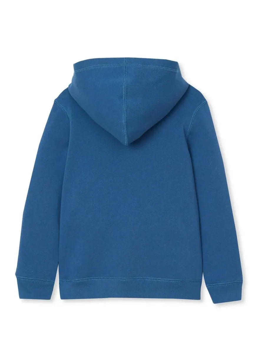Детский худи из флиса с капюшоном и карманом-кенгуру, Husky Fleece Pullover Hoodie Lands' End — изображение 2 из 3, синий