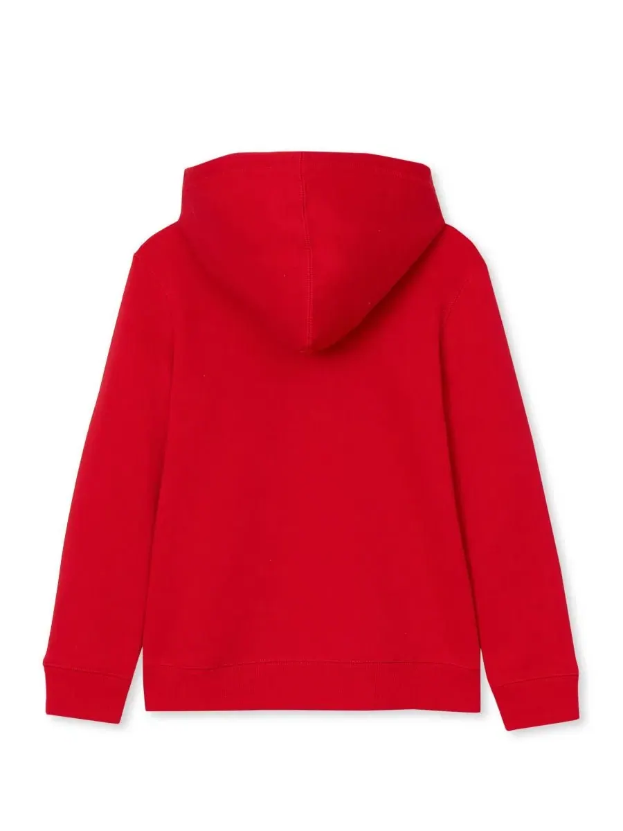 Детский худи с капюшоном из флиса, с карманом-кенгуру, Husky Fleece Lands' End — изображение 2 из 3, яркий красный