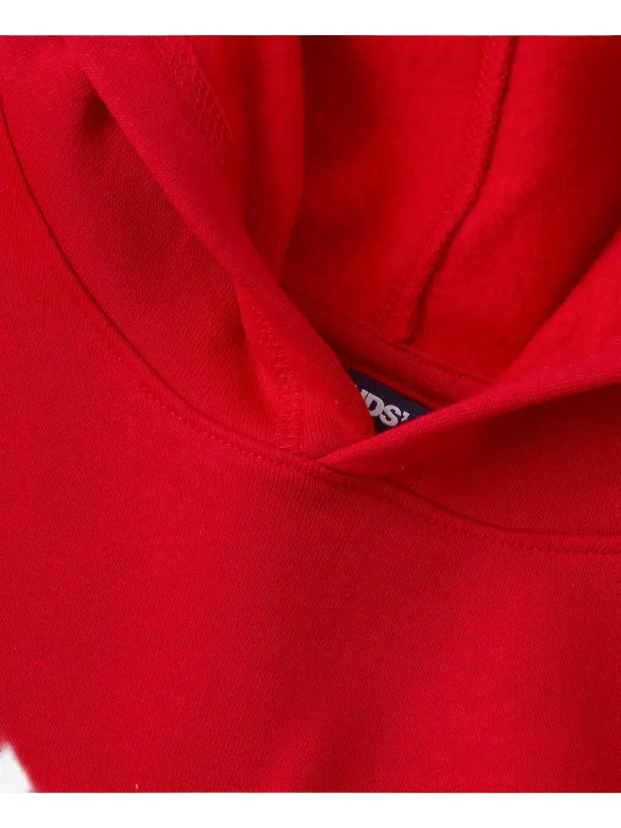 Детский худи с капюшоном из флиса, с карманом-кенгуру, Husky Fleece Lands' End — изображение 3 из 3, яркий красный