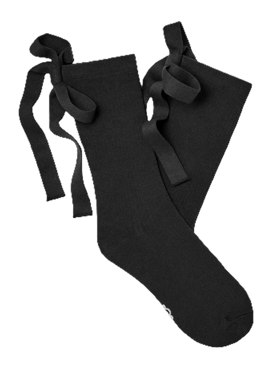 Носки с бантом UGG Serenella Bow Ribbed Crew — изображение 1 из 3, черный