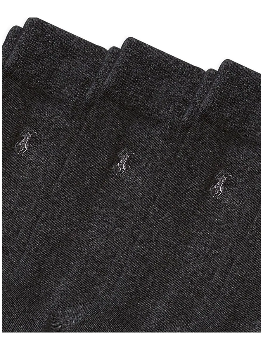 Мужские плоские вязаные носки для брюк и брюк, 4 шт в упаковке Polo Ralph Lauren — изображение 2 из 3, темно-серый