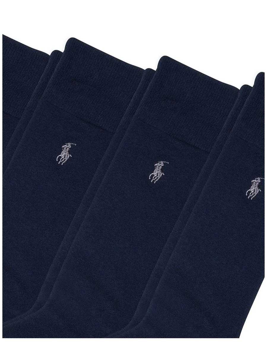 Мужские плоские вязаные носки для брюк и брюк, 4 шт в упаковке Polo Ralph Lauren — изображение 2 из 3, темно-синий