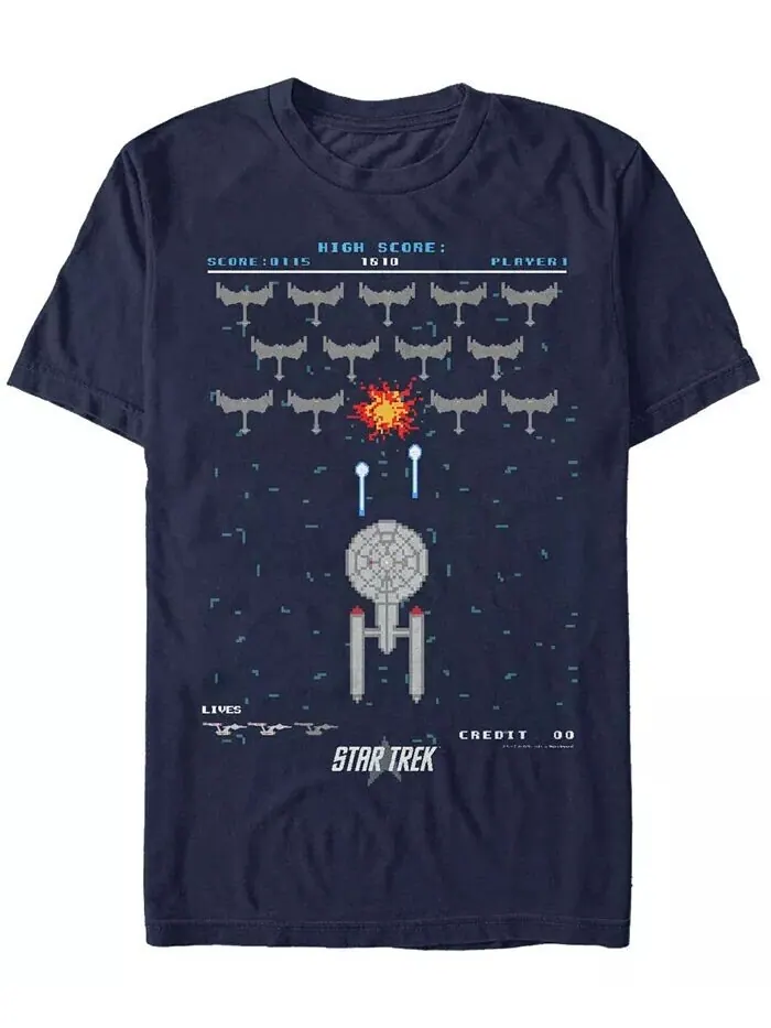 Мужская футболка Star Trek The Original Series Pixelated Fighter с коротким рукавом Fifth Sun — изображение 1 из 1