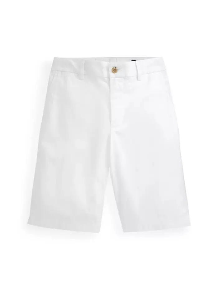 Короткие шорты из эластичного твила для больших мальчиков Polo Ralph Lauren — изображение 1 из 4, белый