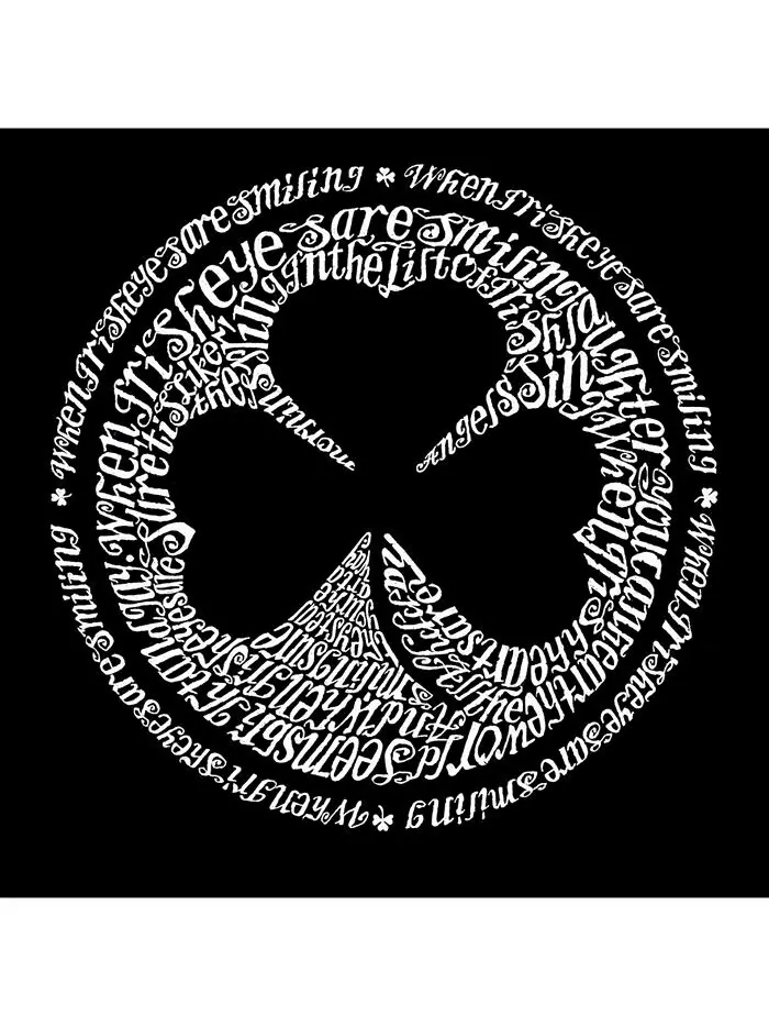 Мужская футболка с рисунком Word Art — Irish Eyes Clover LA Pop Art — изображение 2 из 3, черный
