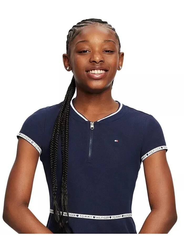 Платье с молнией на четверть для больших девочек Tommy Hilfiger — изображение 2 из 8, розовый