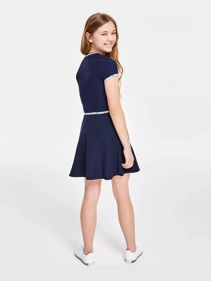 Платье с молнией на четверть для больших девочек Tommy Hilfiger — изображение 4 из 8, розовый