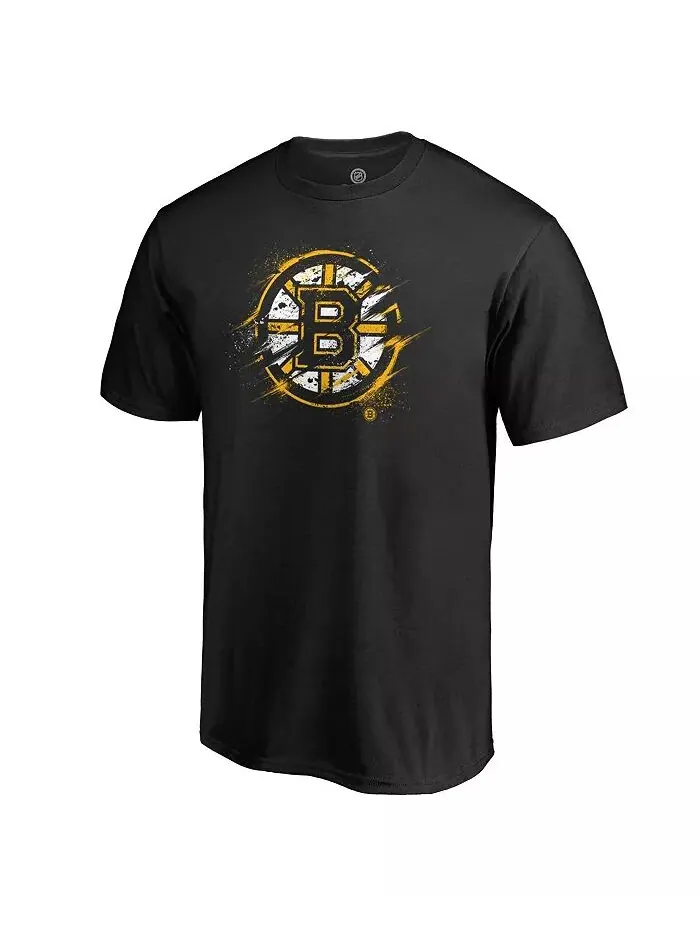 Мужская черная футболка Boston Bruins с брызгами логотипа Fanatics — изображение 1 из 3