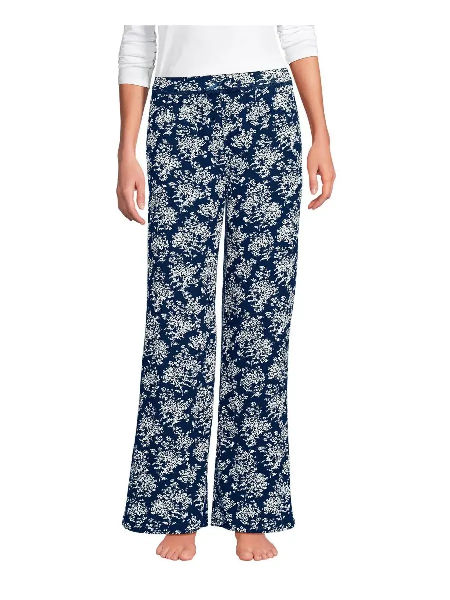 Женские пижамные штанишки с ажурным узором Lands' End, Deep Sea Ikat Floral — изображение 1 из 4