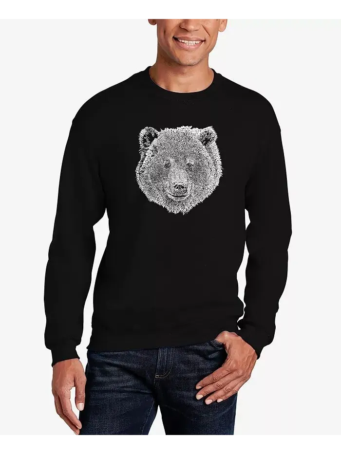 Мужская толстовка с круглым вырезом Word Art Bear Face LA Pop Art — изображение 1 из 3, черный