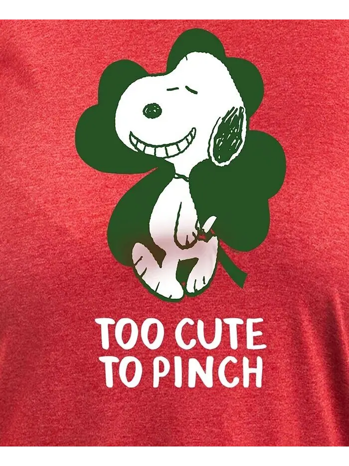 Футболка с круглым вырезом и принтом Peanuts Too Cute To Pinch большого размера Hybrid Apparel — изображение 3 из 3, красный
