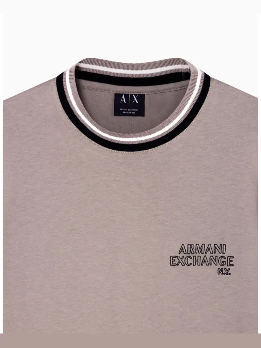 Мужская футболка с коротким рукавом и логотипом A|X Armani Exchange — изображение 4 из 4, бежевый