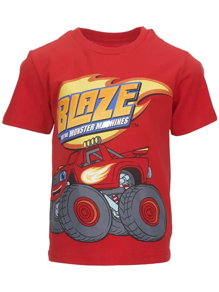 Футболки для мальчиков Nickelodeon, 2 шт Blaze and the Monster Machines — изображение 3 из 5, красный/синий