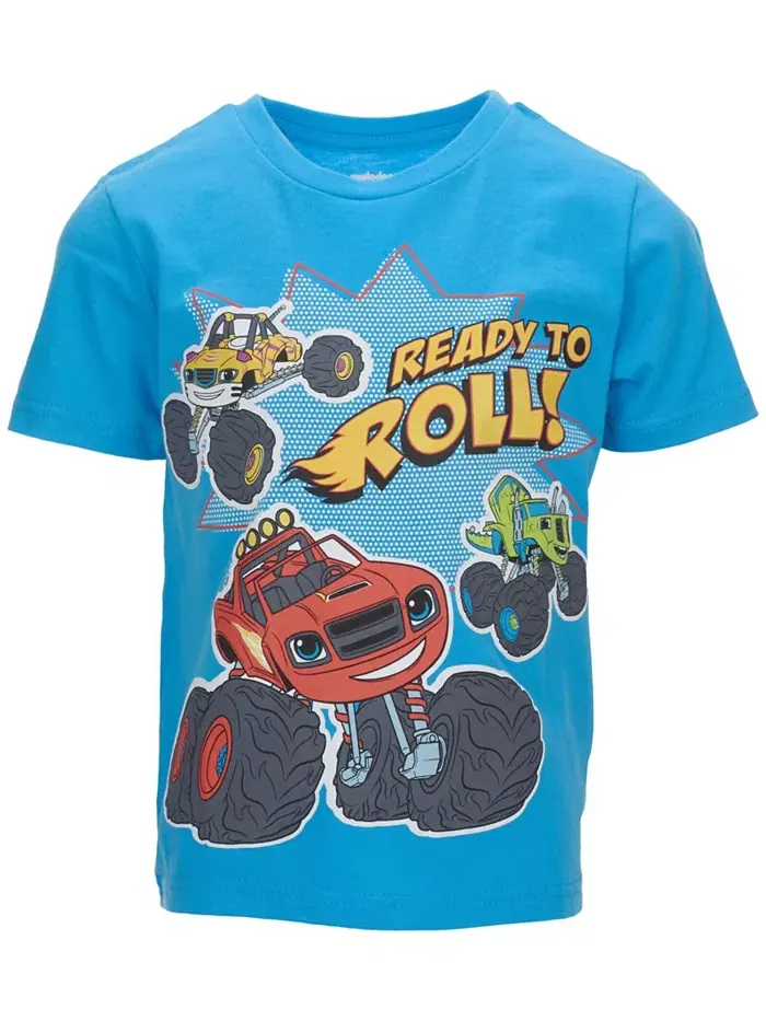 Футболки для мальчиков Nickelodeon, 2 шт Blaze and the Monster Machines — изображение 4 из 5, красный/синий