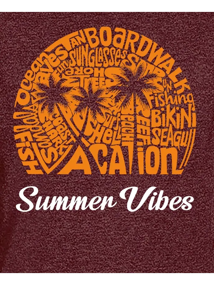 Мужская футболка Premium Blend с принтом Summer Vibes Word Art LA Pop Art — изображение 3 из 5, бордовый