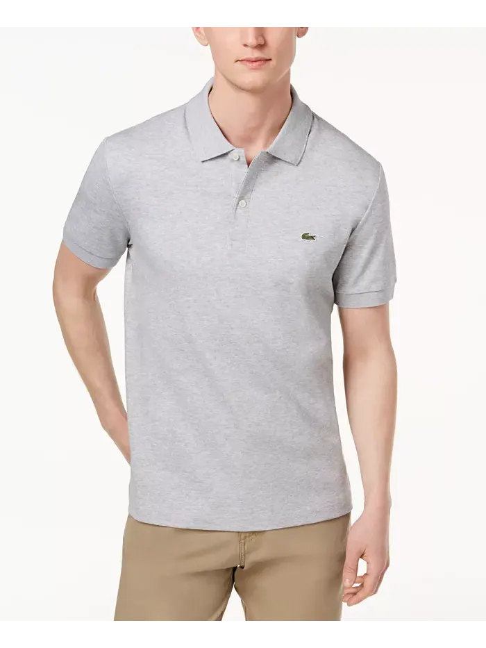 Поло мужское Lacoste, классическое, хлопок — изображение 5 из 5, серебряный