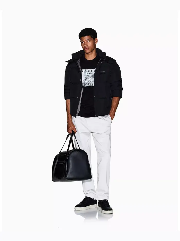 Мужская футболка с принтом в стиле сплэш и клетчатым узором A|X Armani Exchange — изображение 3 из 5, черный