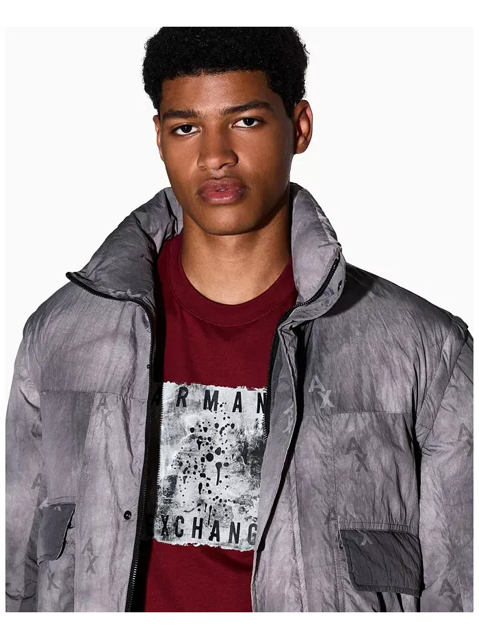 Мужская футболка с принтом в стиле сплэш и клетчатым узором A|X Armani Exchange — изображение 4 из 5, мульти