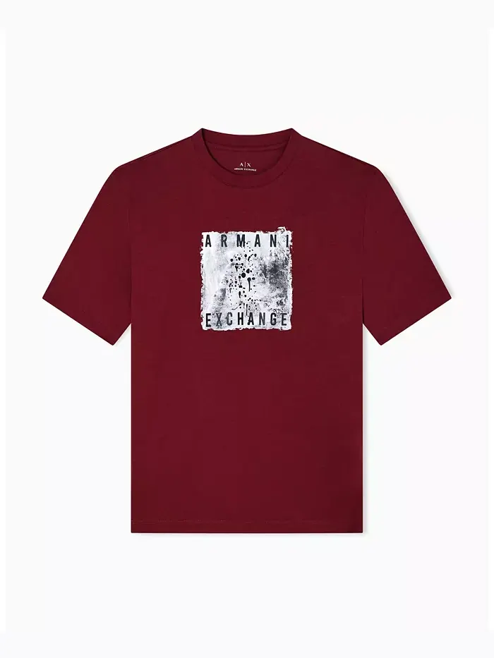 Мужская футболка с принтом в стиле сплэш и клетчатым узором A|X Armani Exchange — изображение 5 из 5, мульти