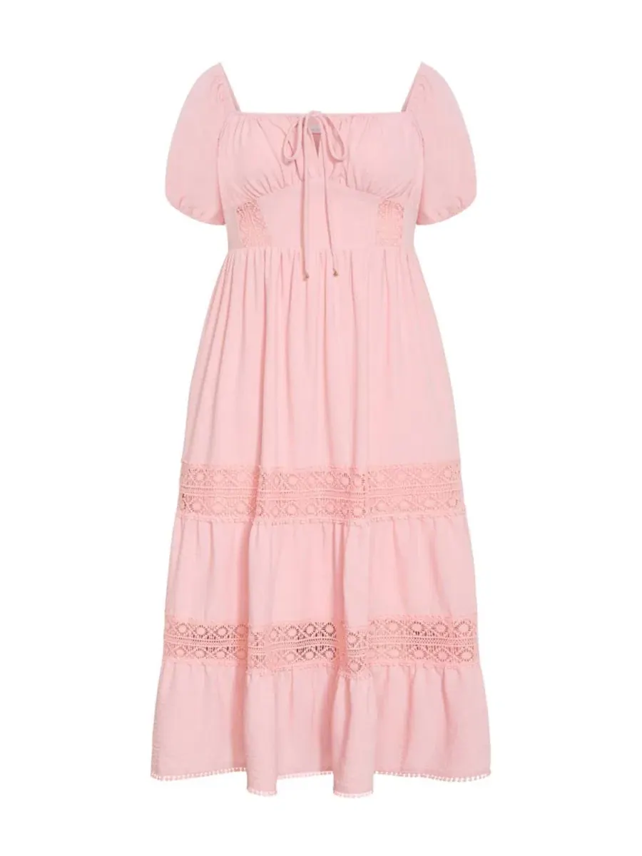 Платье макси Women's Haven с вышитой отделкой CITY CHIC, Peachy — изображение 3 из 5