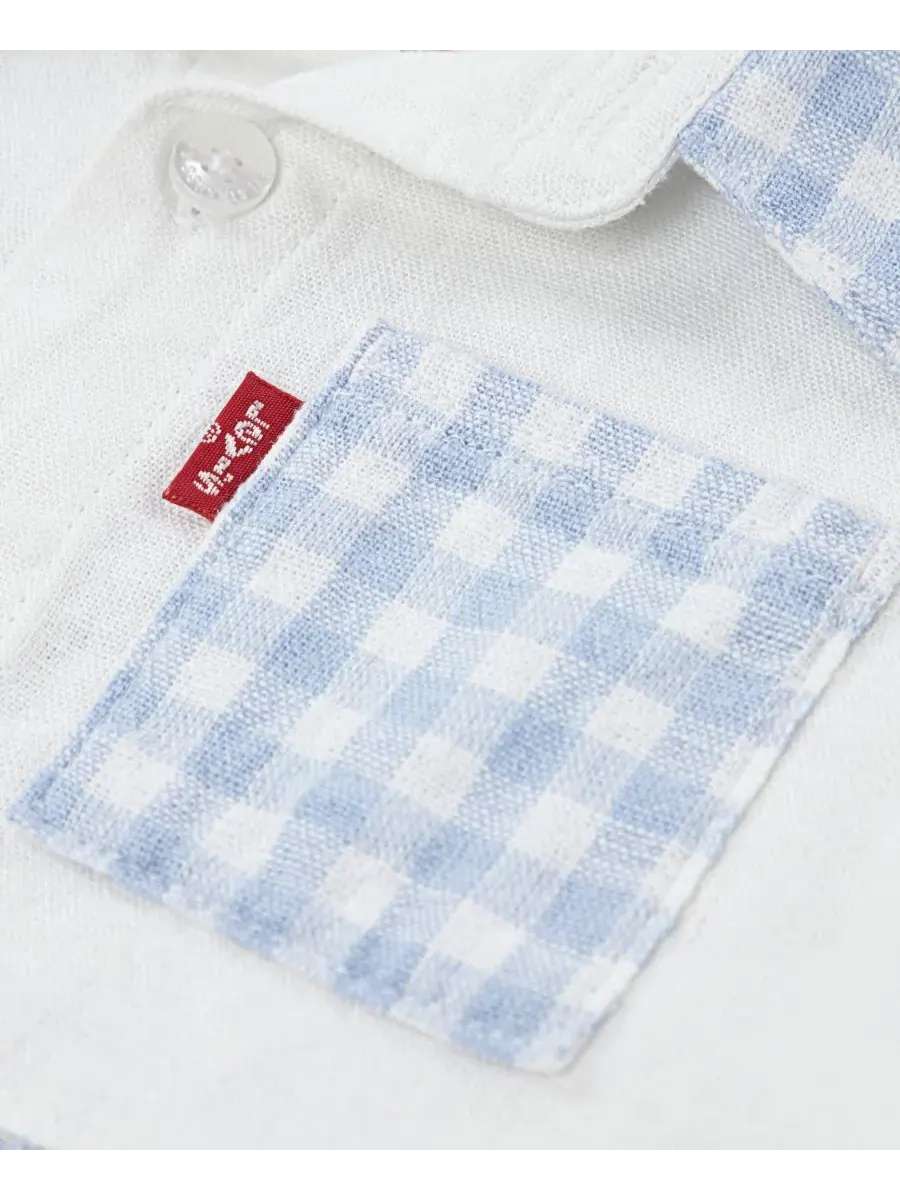 Детский комплект для мальчика: рубашка и шорты в клетку, 2 предмета Levi's — изображение 3 из 4, светлый синий
