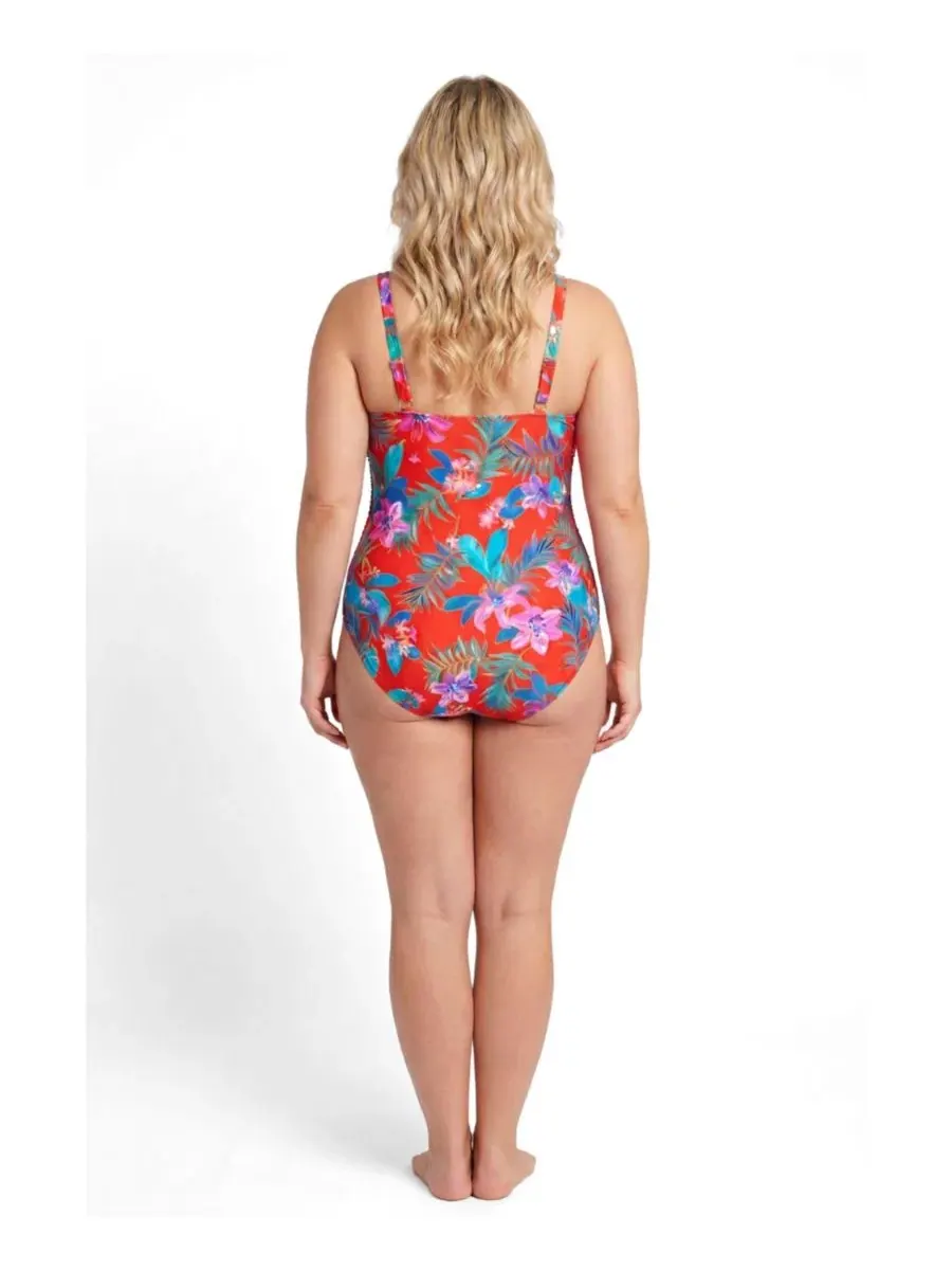Женский слитный купальник с высоким воротником и запахом Swimsuits For All — изображение 2 из 3, красный