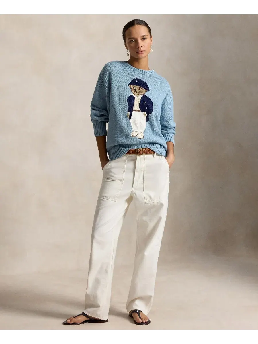 Женский свитер Polo Bear оверсайз с круглым вырезом Polo Ralph Lauren — изображение 2 из 5, синий
