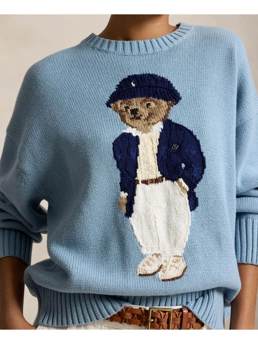 Женский свитер Polo Bear оверсайз с круглым вырезом Polo Ralph Lauren — изображение 5 из 5, синий