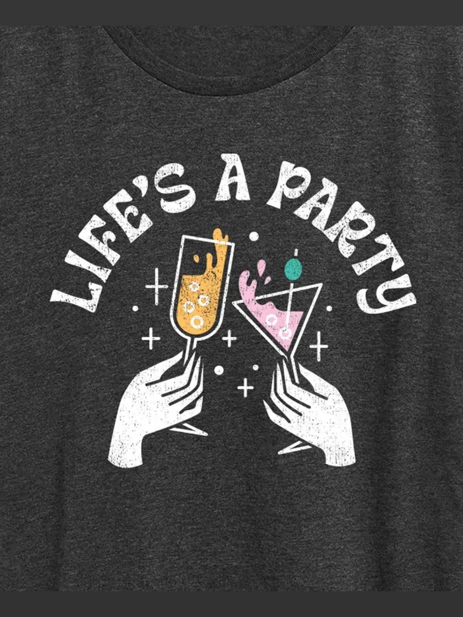 Футболка с коротким рукавом и графическим принтом "Lifes Party" для полных женщин Hybrid Apparel — изображение 2 из 3