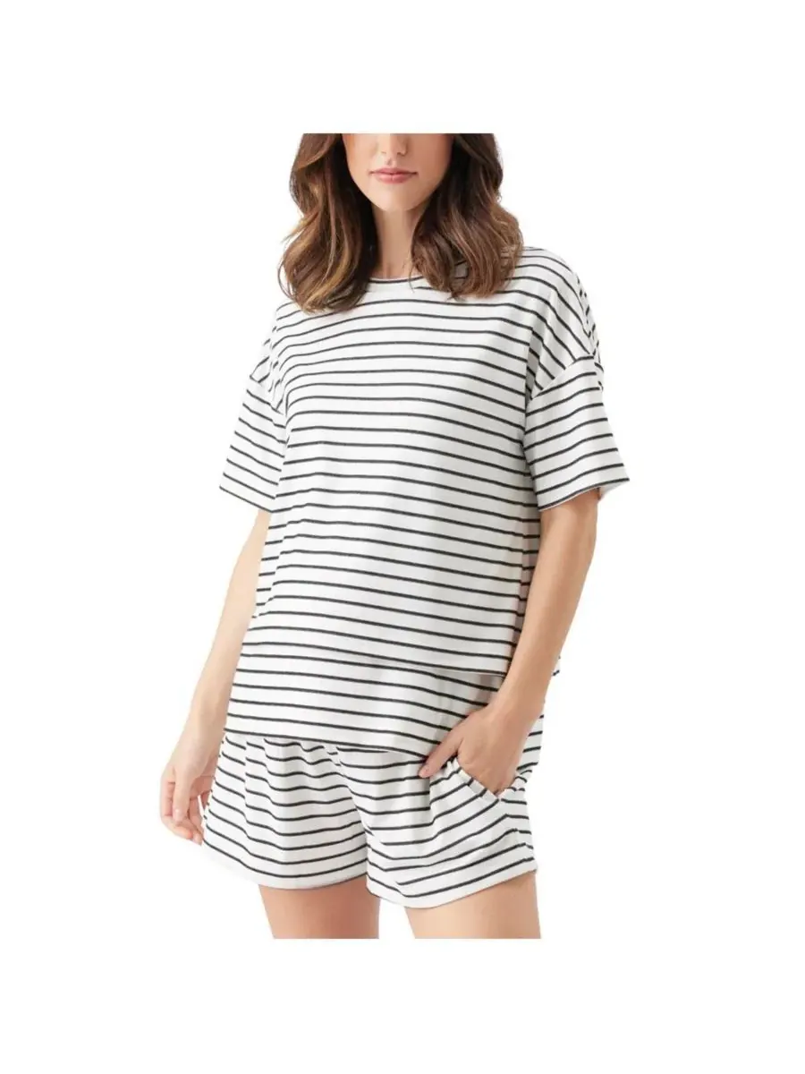 Женская футболка для беременных и кормящих мам в полоску Jada Stripe Ripe Maternity — изображение 1 из 4, белый/черный