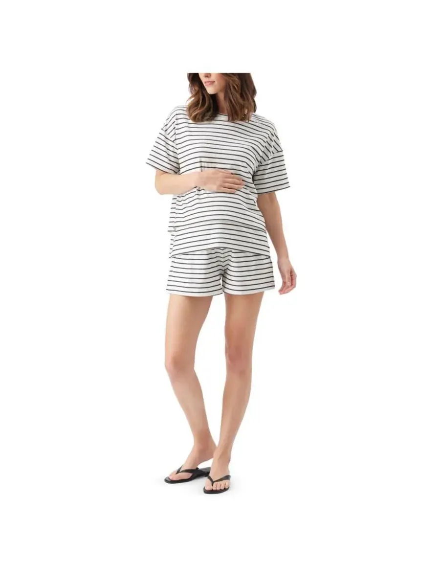 Женская футболка для беременных и кормящих мам в полоску Jada Stripe Ripe Maternity — изображение 4 из 4, белый/черный