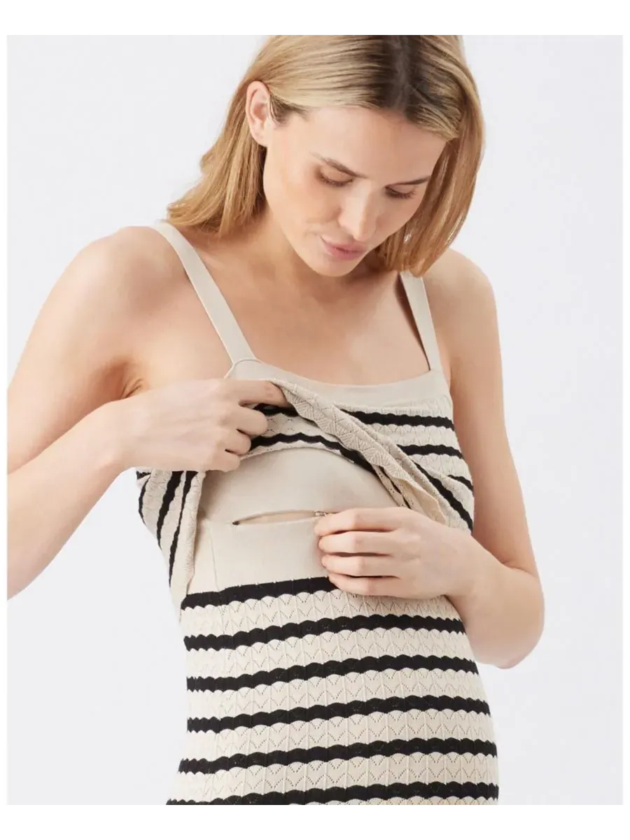 Платье для кормления из ажурной вязки для беременных Ripe Maternity — изображение 5 из 7, натуральный/черный