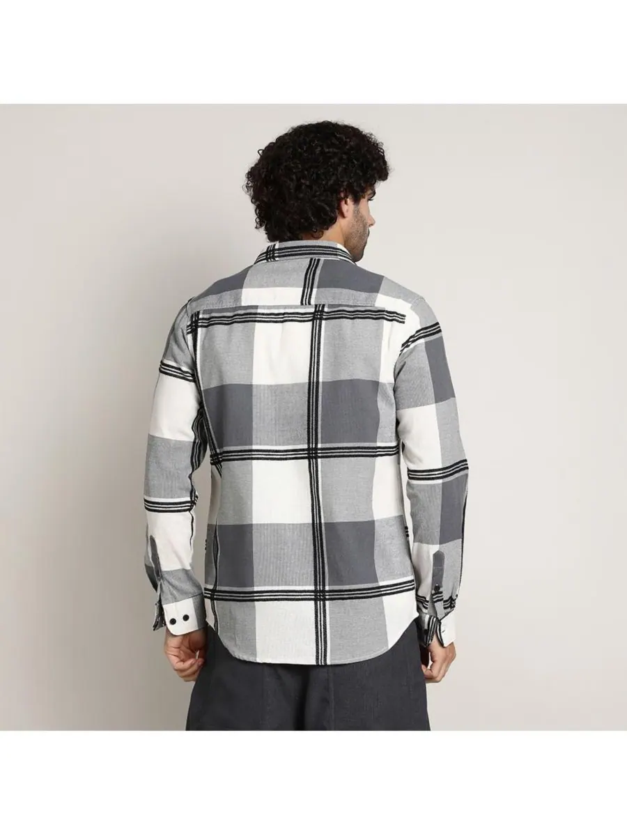 Мужская рубашка Coin Grey Overlap Buffalo Campus Sutra — изображение 3 из 7, серый
