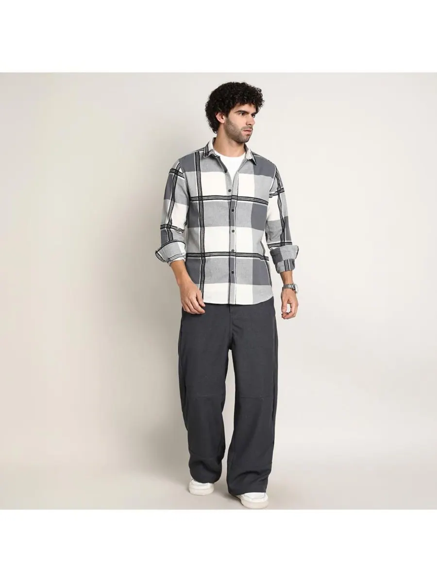 Мужская рубашка Coin Grey Overlap Buffalo Campus Sutra — изображение 4 из 7, серый