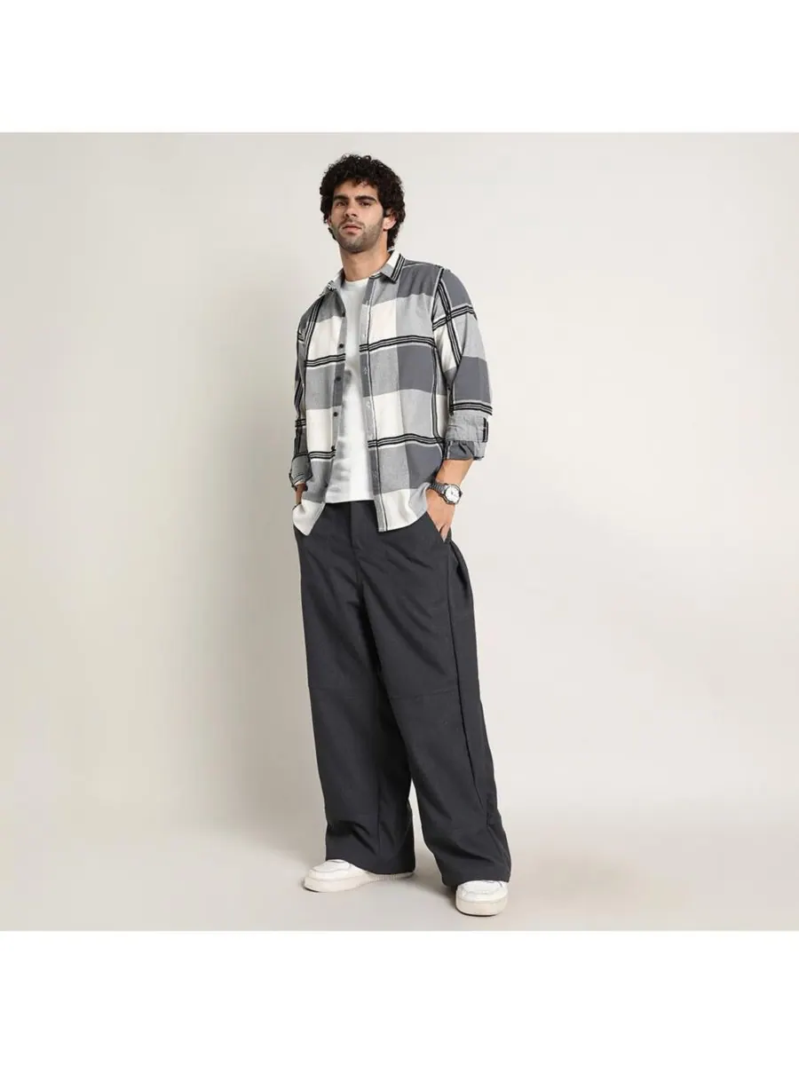 Мужская рубашка Coin Grey Overlap Buffalo Campus Sutra — изображение 5 из 7, серый
