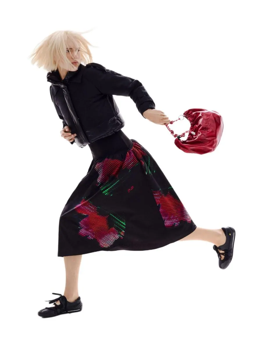 Женская юбка миди с пиксельным рисунком Desigual — изображение 1 из 5, черный