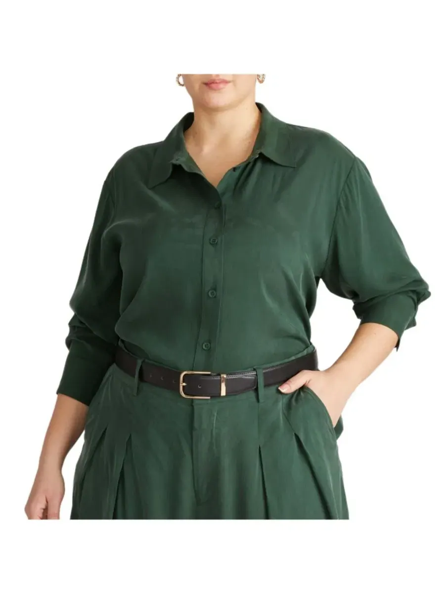 Рубашка oversize из купро с длинным рукавом Artist Universal Standard — изображение 1 из 3, зеленый