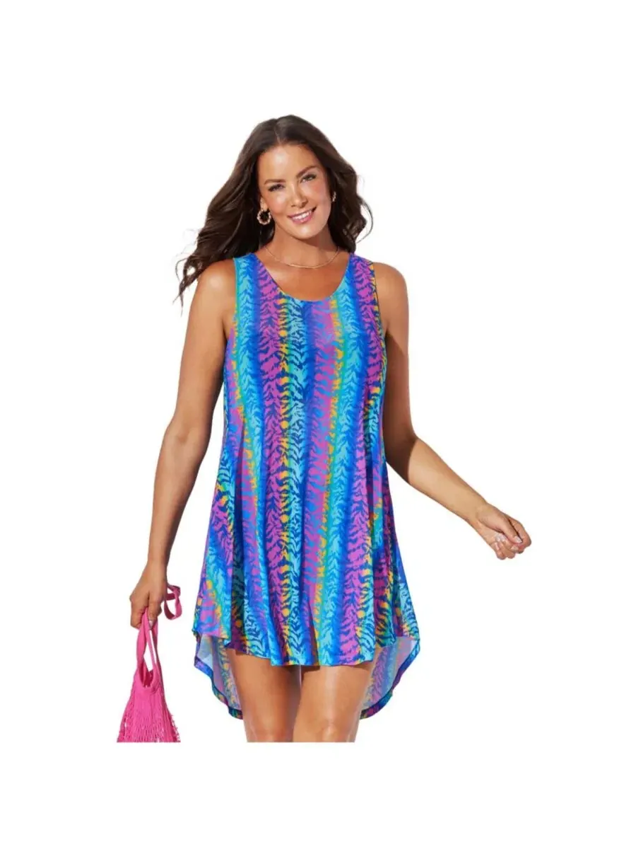 Пляжная туника-накидка Quincy Mesh High Low Swimsuits for All, Psychedelic Zebra — изображение 1 из 3