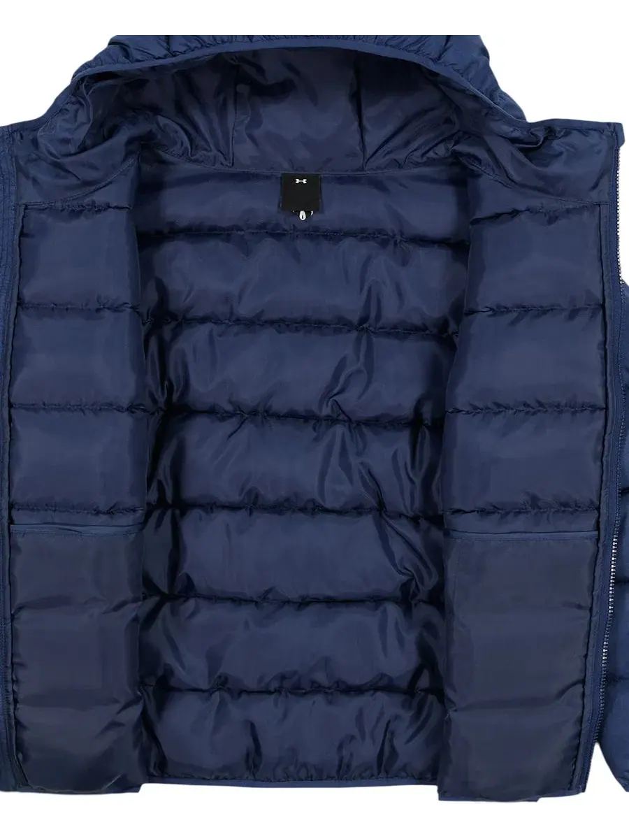Детская куртка-пуховик с капюшоном и принтом Under Armour — изображение 4 из 9, темно-синий
